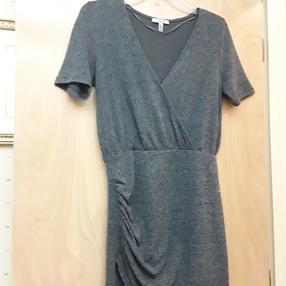 Zara | Dresses | Zara Grey Ruched Dress M | Poshmark